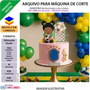 Topo de bolo em camadas Futebol menina seleção Arquivo para Silhouette Studio, ScanNCut, SVG, DXF, Ai, e PDF