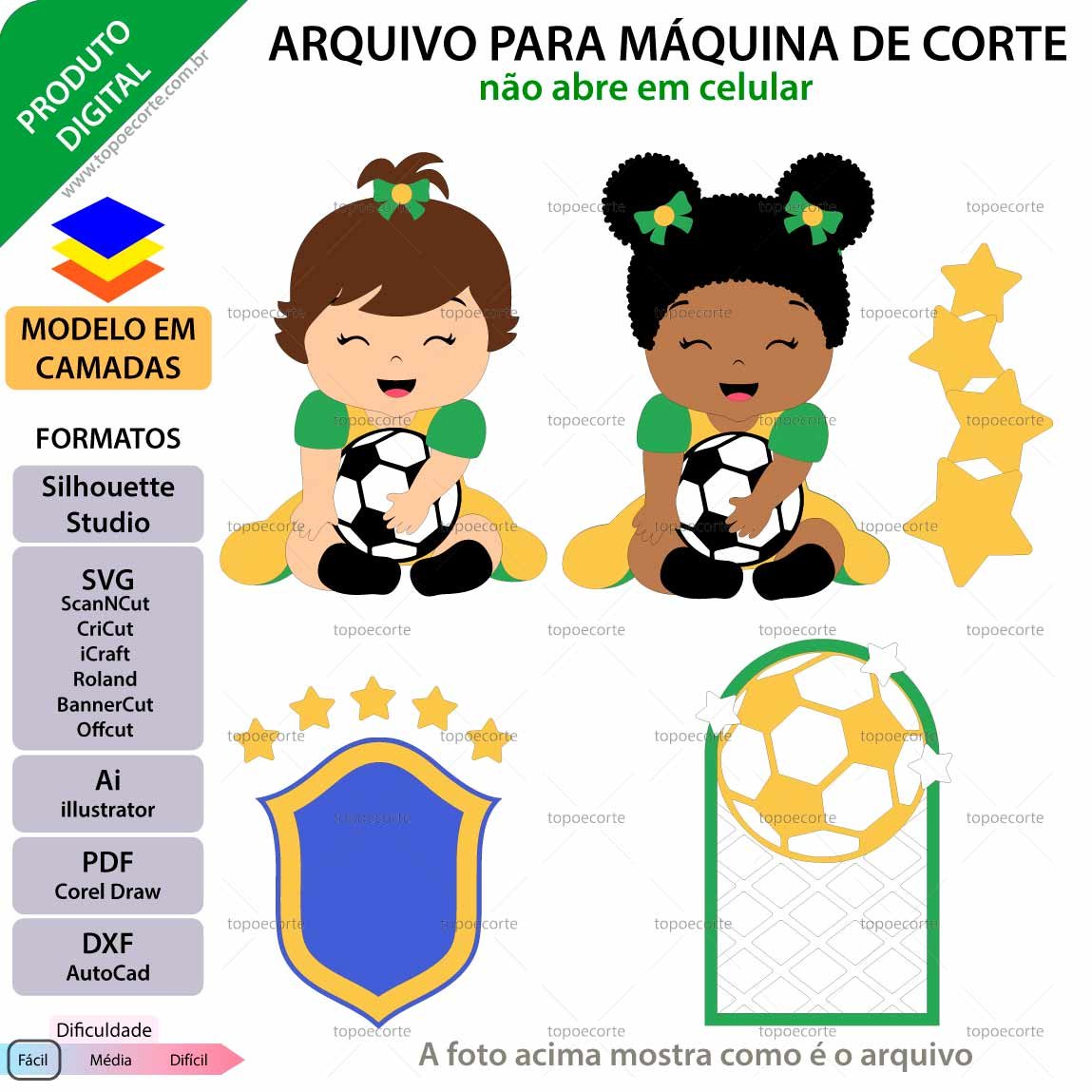 ARQUIVO Topo de bolo Futebol Menina Seleção - Imagem 5