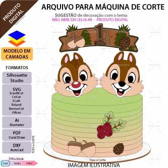 Topo de bolo em camadas Esquilos Rosto Arquivo para Silhouette Studio, ScanNCut, SVG, DXF, Ai, e PDF