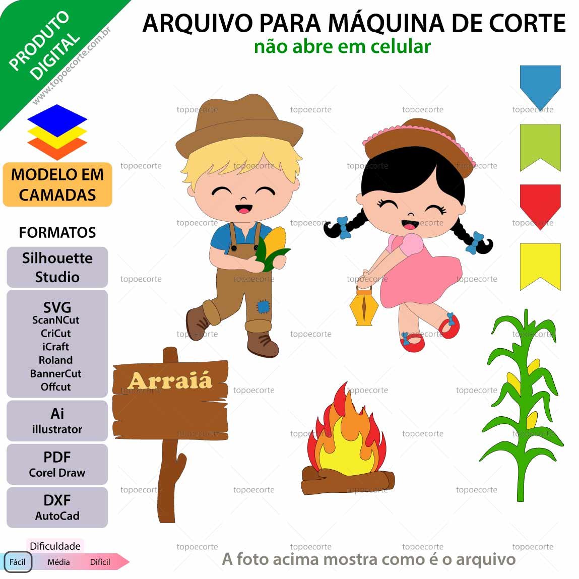 ARQUIVO Topo de bolo Festa Junina Casal