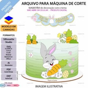 ARQUIVO Topo de bolo Páscoa Coelhinho Com Cenoura