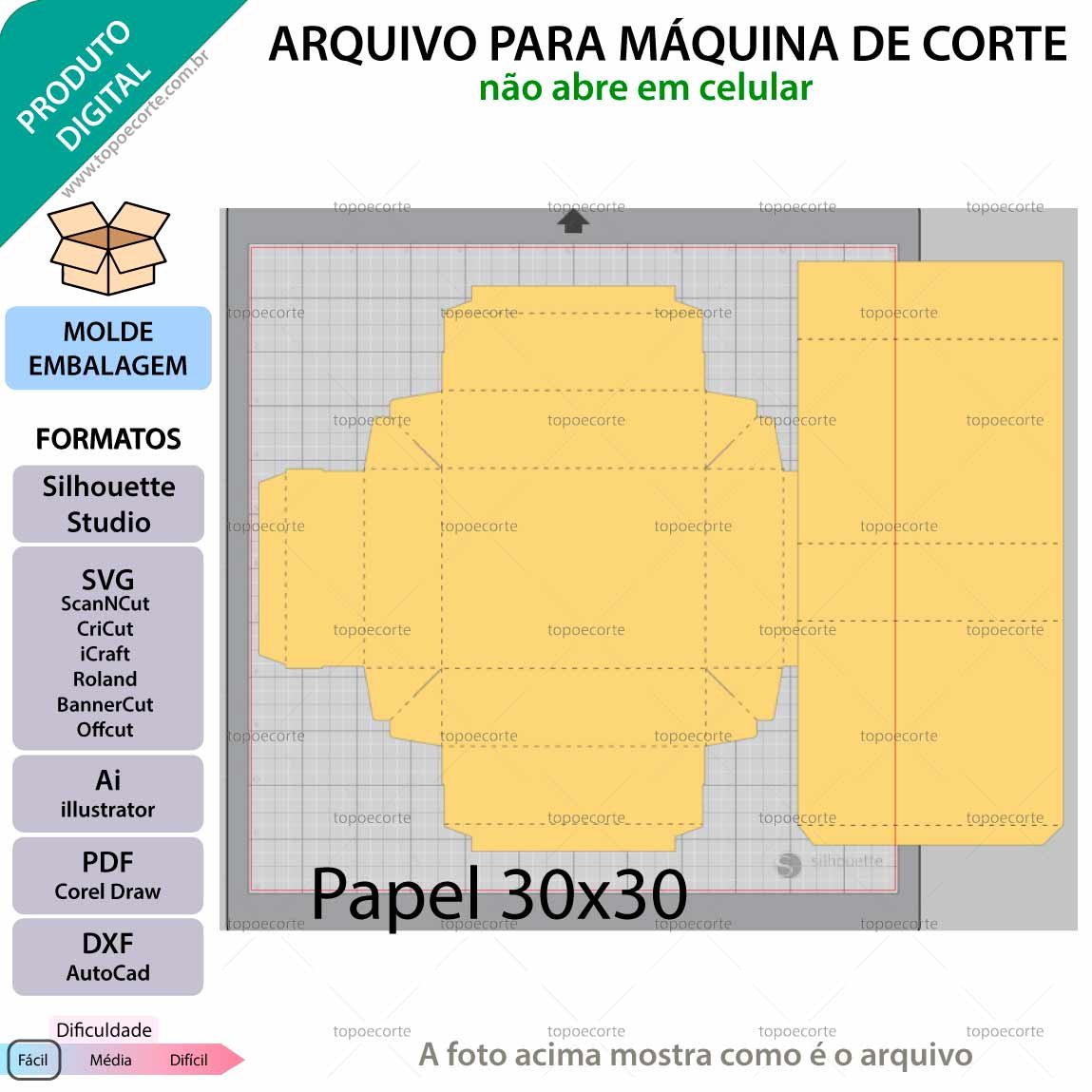 Molde de caixa Deslizante 12x9x3,5 arquivo para Silhouette Studio, SVG, DXF, Cricut, Scanncut, Foison