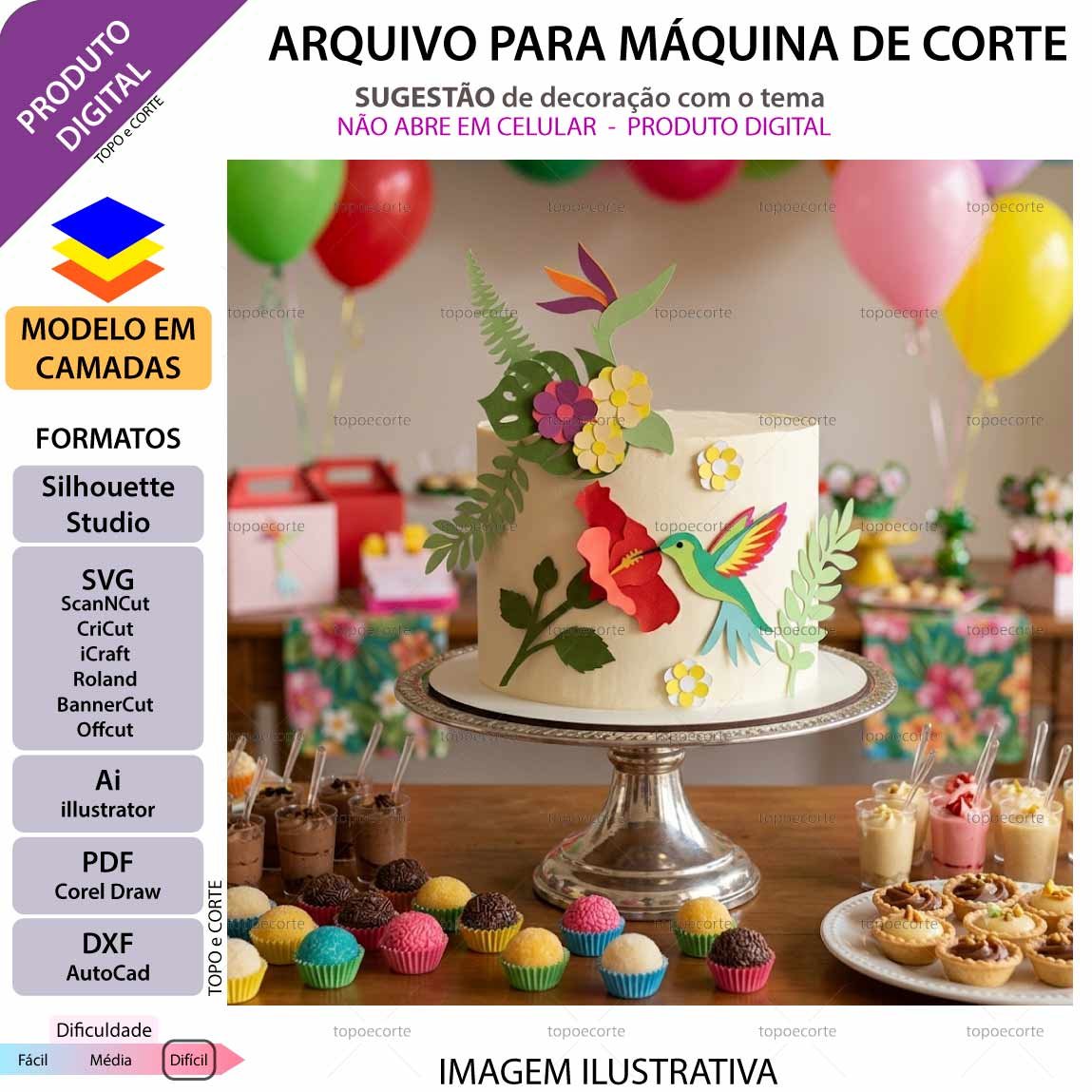 ARQUIVO Topo de bolo Beija-Flor No Hibisco - Imagem 5
