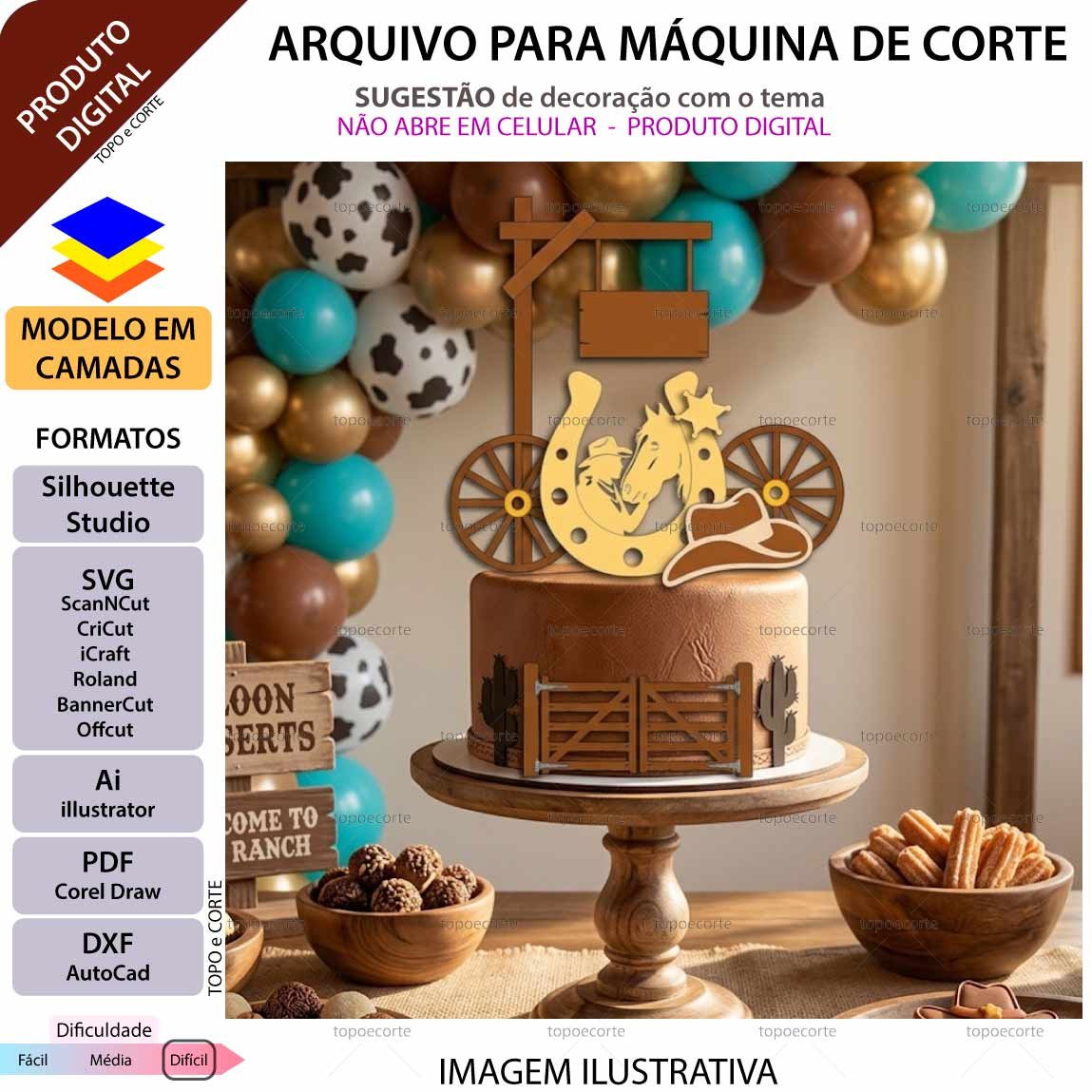 ARQUIVO Topo de bolo Fazenda Cavalos - Imagem 3