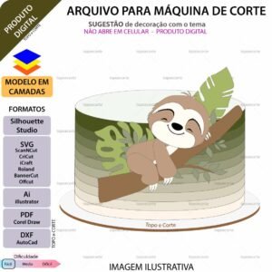 ARQUIVO Silhouette Studio para decoração de topo de bolo Preguicinha Baby e decoração de festas. Arquivo Scanncut, SVG, EPS, PDF e DXF.