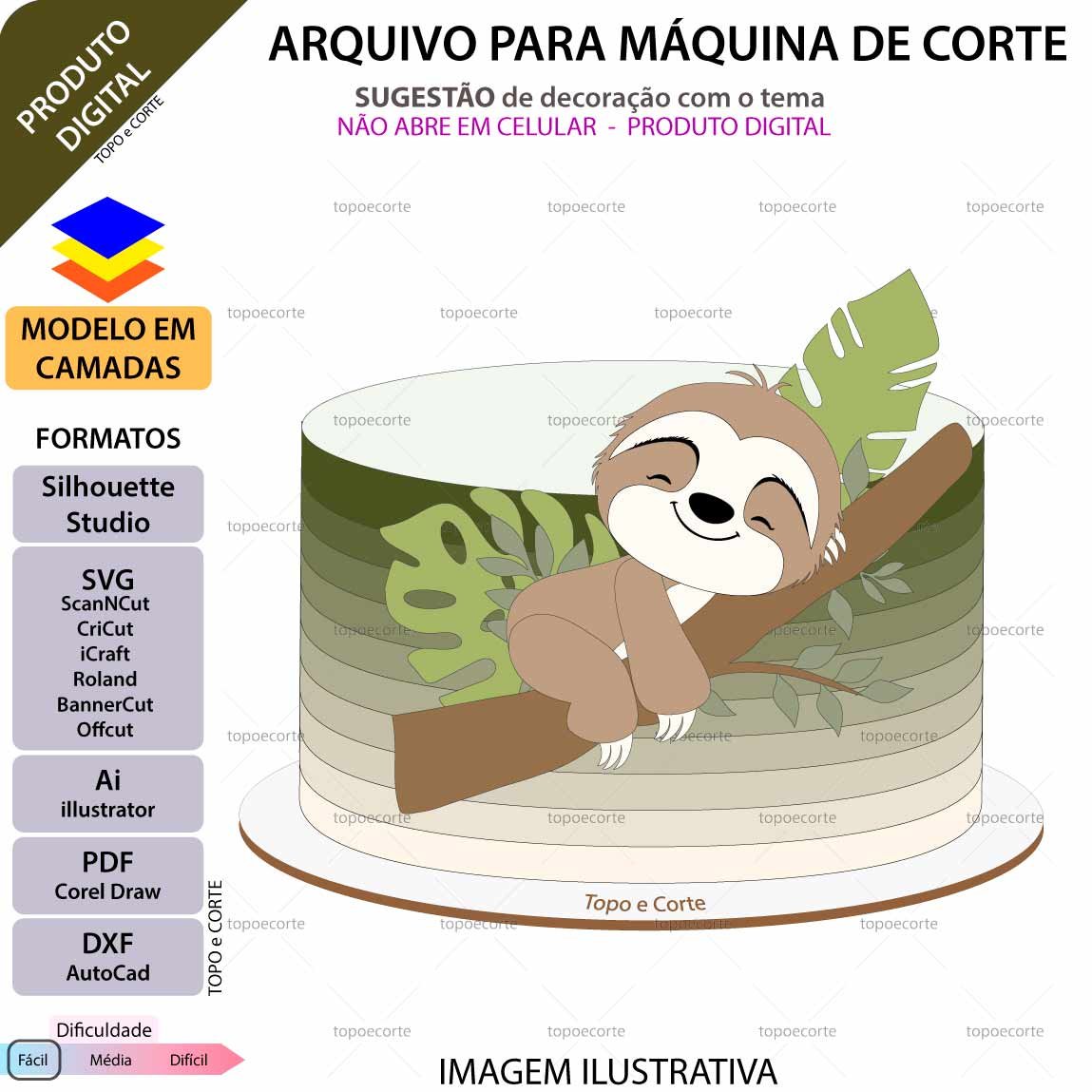 ARQUIVO Silhouette Studio para decoração de topo de bolo Preguicinha Baby e decoração de festas. Arquivo Scanncut, SVG, EPS, PDF e DXF.