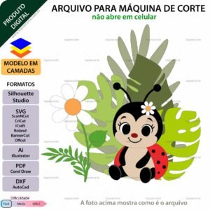 ARQUIVO Silhouette Studio para decoração de topo de bolo Joaninha Bebê e decoração de festas. Arquivo Scanncut, SVG, EPS, PDF e DXF.