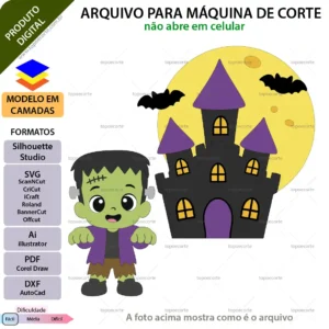ARQUIVO Silhouette Studio para decoração de topo de bolo Halloween Baby Franke e decoração de festas. Arquivo Scanncut, SVG, EPS, PDF e DXF.